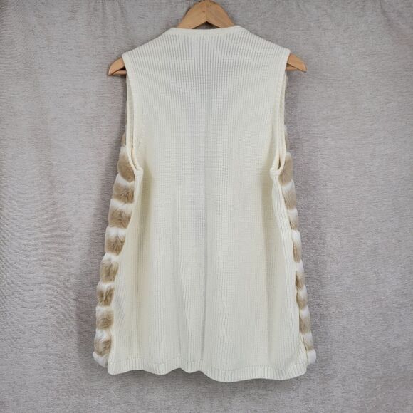 Calvin Klein Women's Cream Tan Faux Fur Longline Duster Vest Women's Large - Picture 2 of 13